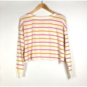 Lumiere Cropped Pink Multicolor Striped Cotton Blend Preppy Sweater Woman Size S